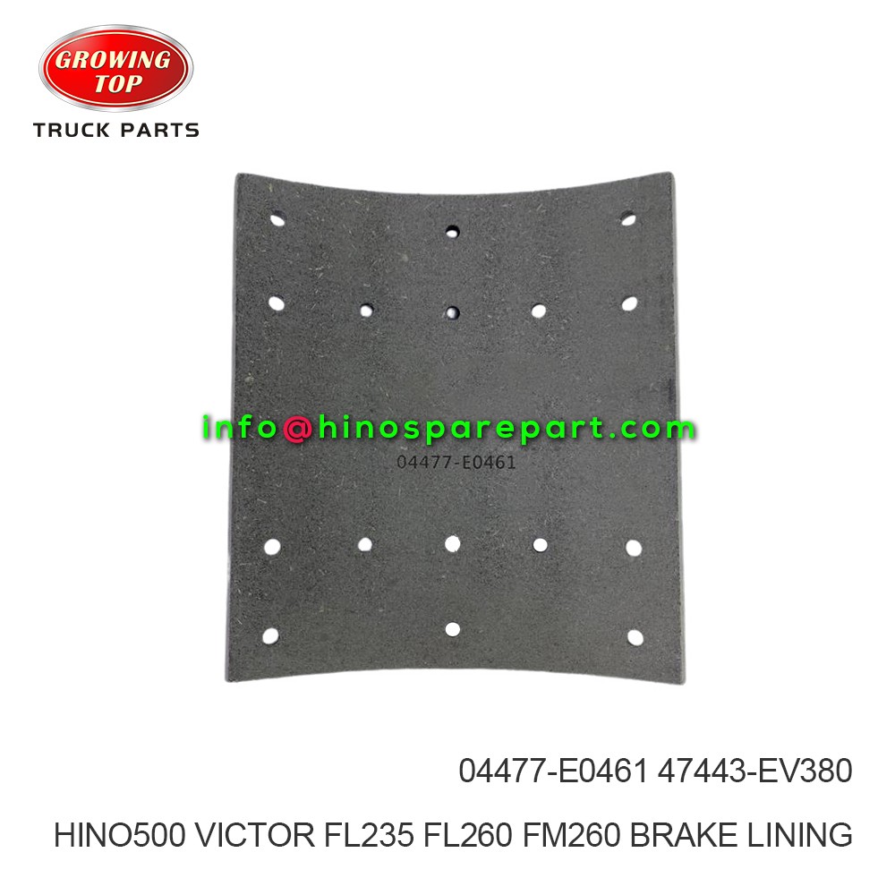 HINO500 VICTOR FL235 FL260 FM260  BRAKE LINING  04477-E0461
